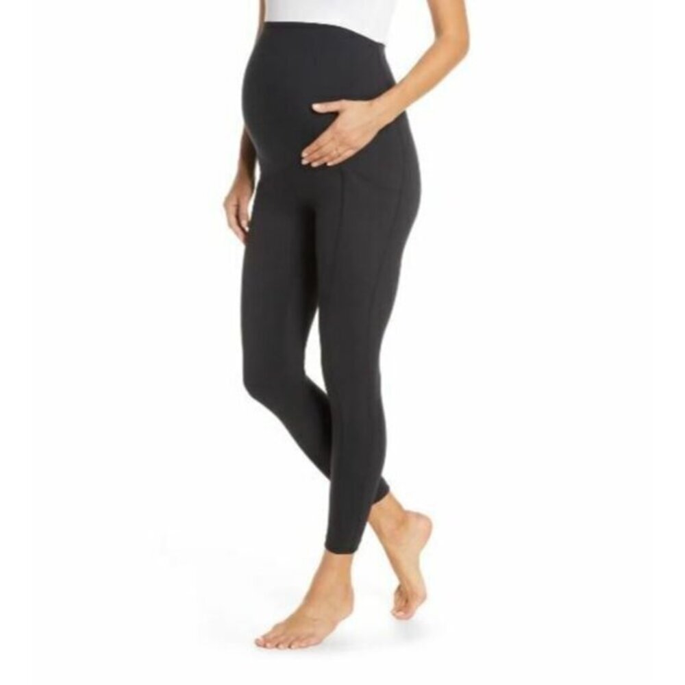 Zella Live in Pocket 7/8 Maternity Leggings Black Stretch Pants SZ S New